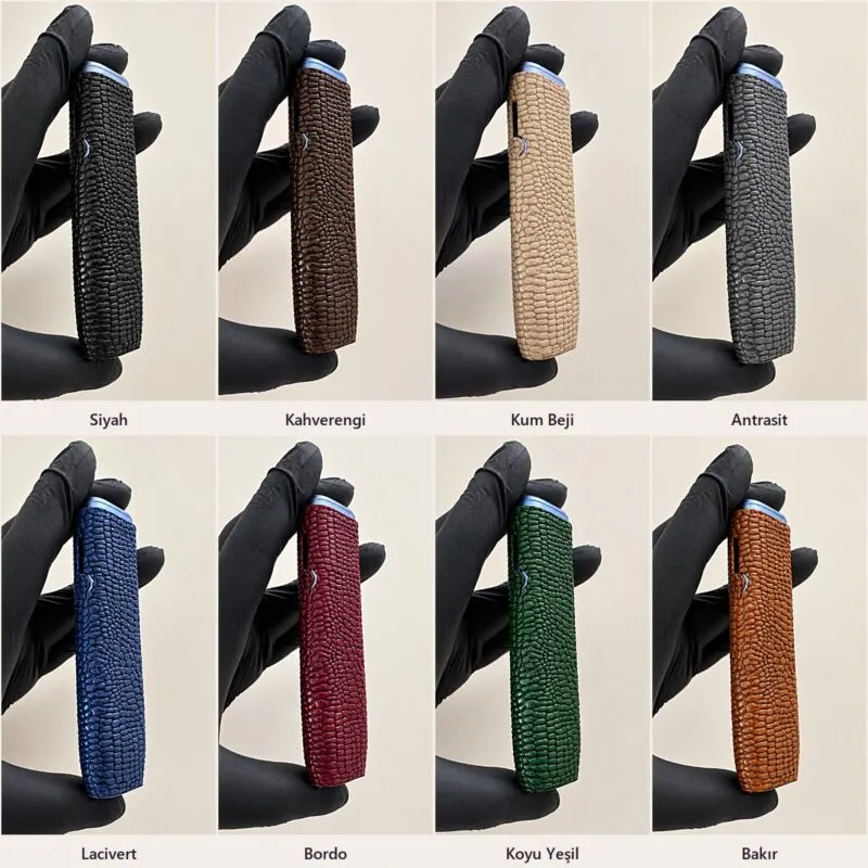 IQOS Iluma i One kılıf Snake Skin, 8 renk: Siyah, Kahverengi, Kum Beji, Antrasit, Lacivert, Bordo, Koyu Yeşil, Bakır