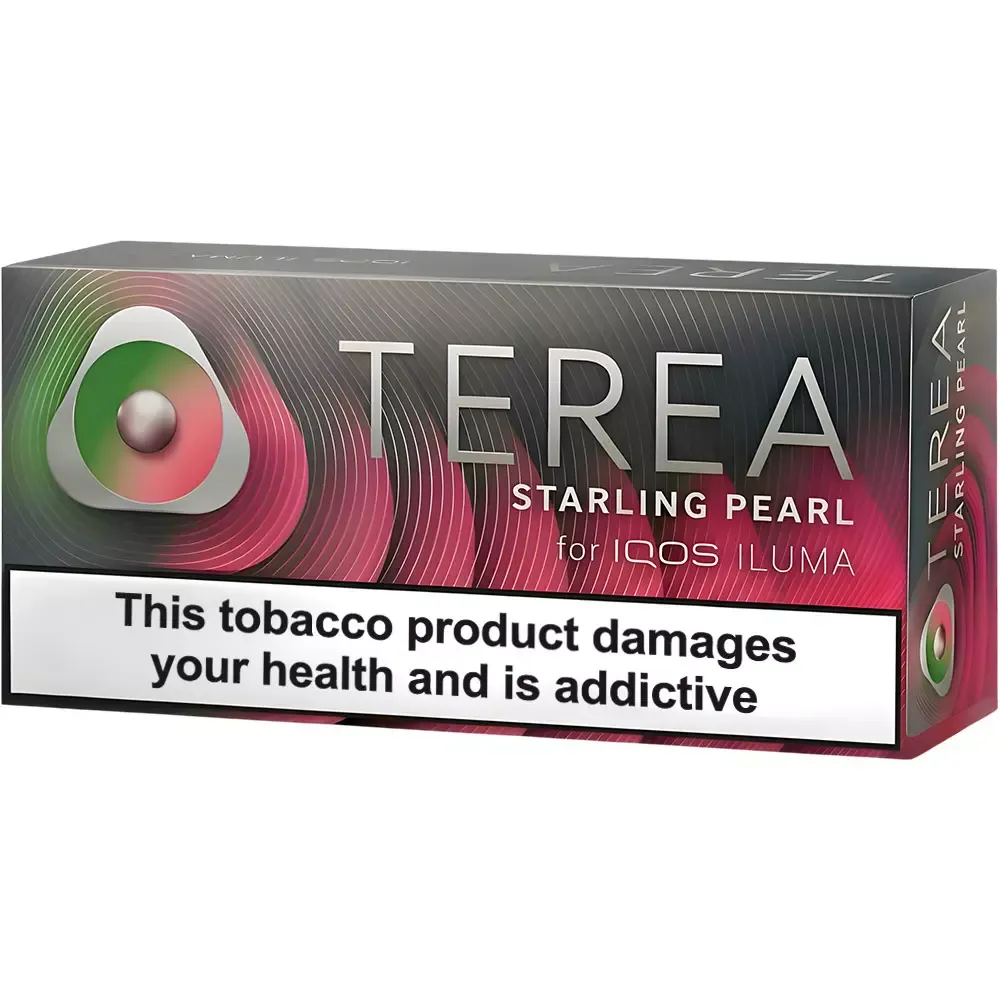 TEREA Starling Pearl karton kutusu, gri pembe ambalaj, kapsüllü çeşit